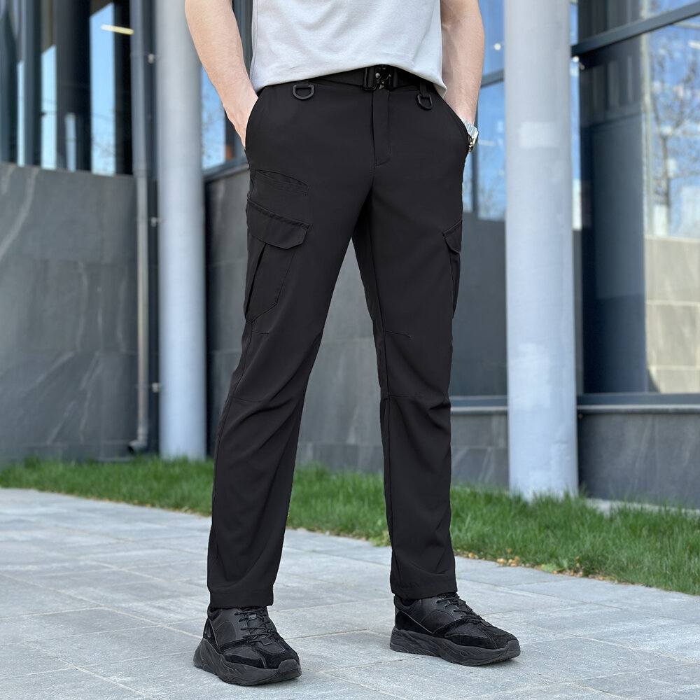 Штани карго чоловічі весняні з кишенями чорні Pobedov Tactical Soft, фото 4