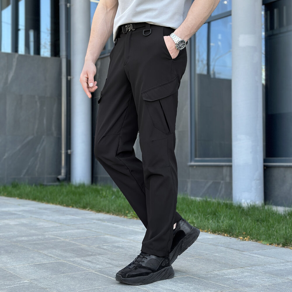 Штани карго чоловічі весняні з кишенями чорні Pobedov Tactical Soft, фото 2