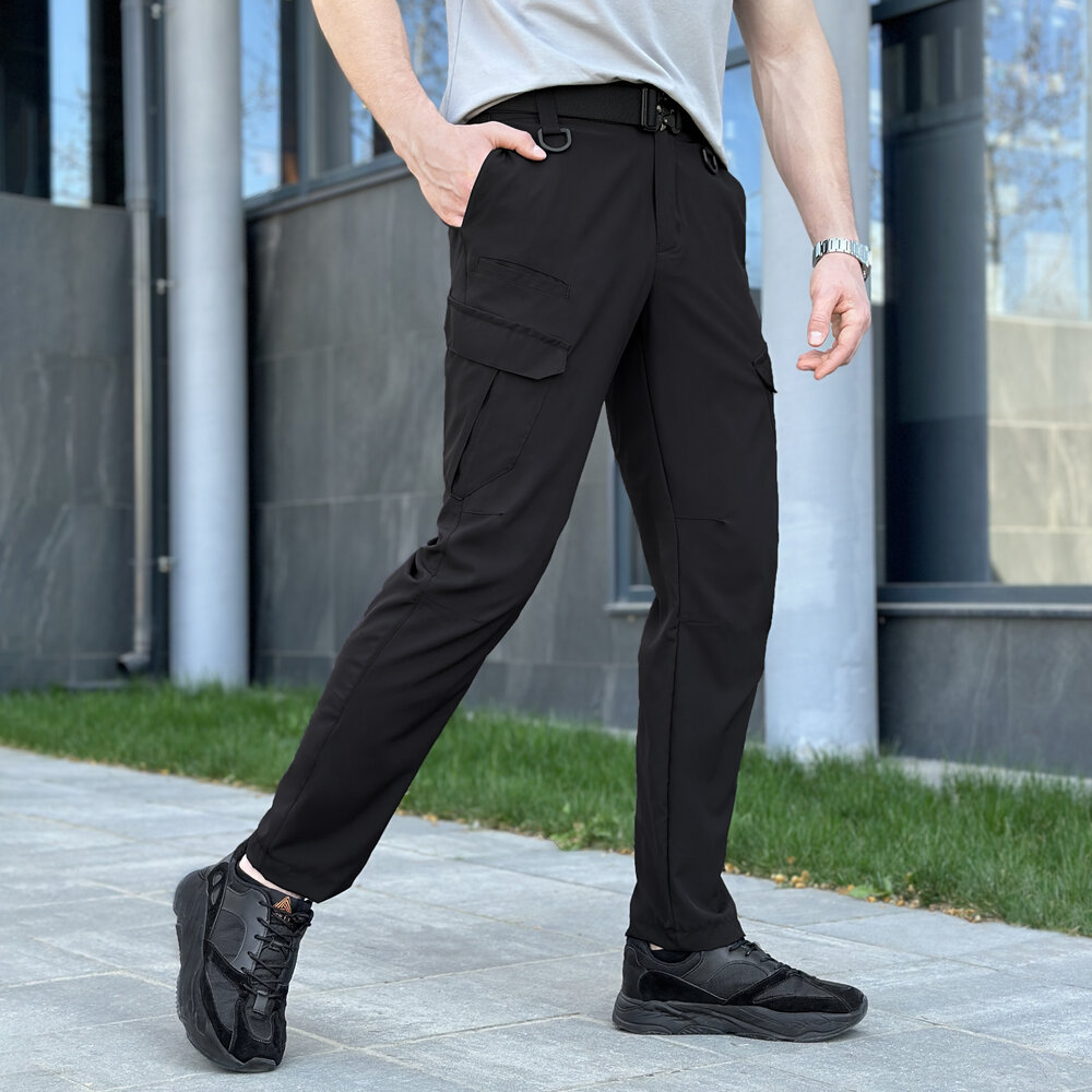 Штани карго чоловічі весняні з кишенями чорні Pobedov Tactical Soft, фото 6