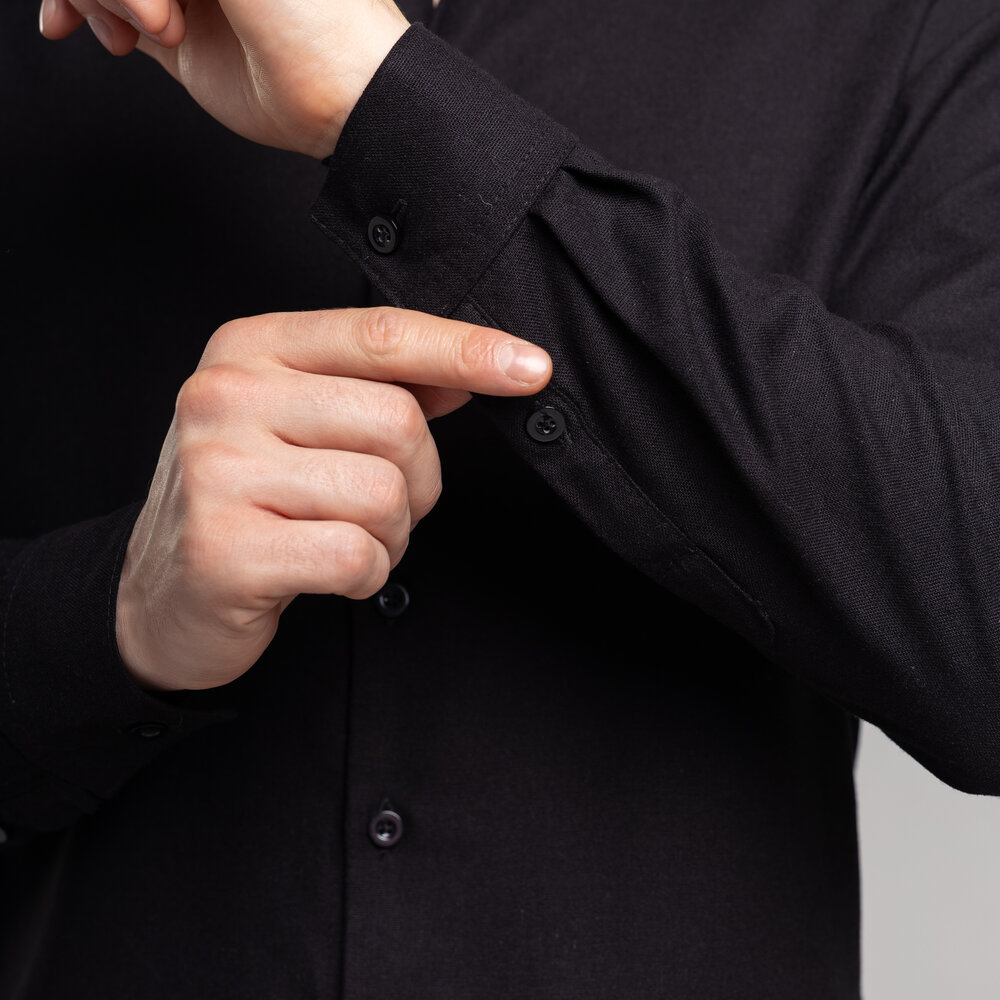 Сорочка чоловіча з довгим рукавом чорна Pobedov Orion, фото 8