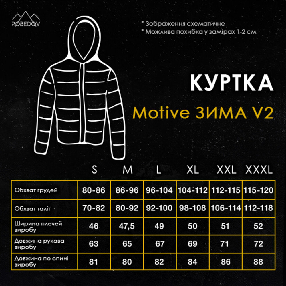 Чоловіча зимова куртка хакі з капюшоном Pobedov Winter Jacket Motive ЗИМА В2