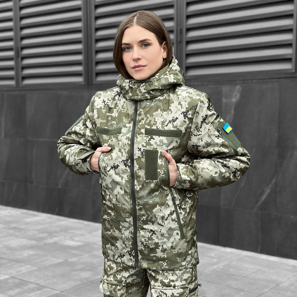 Женская зимняя піксель куртка с капюшоном Pobedov Winter Jacket Motive ЗИМА В2 Женская