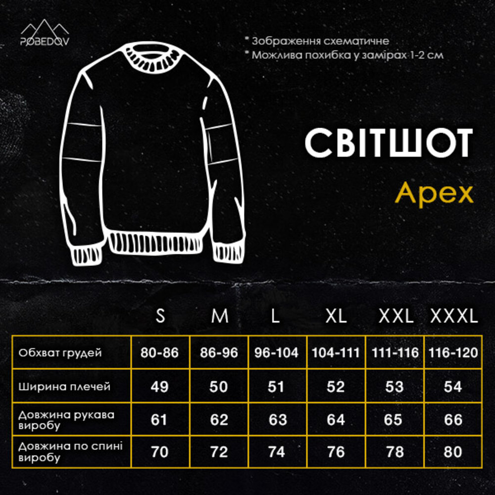 Світшот чоловічий зимовий однотонний чорний Pobedov Apex, фото 7
