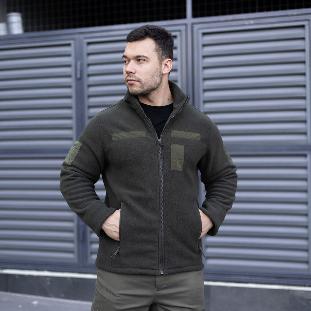 Толстовка тактическая флисовая Pobedov Voin с липучками Хаки 2XL BLto2 5412XLkh
