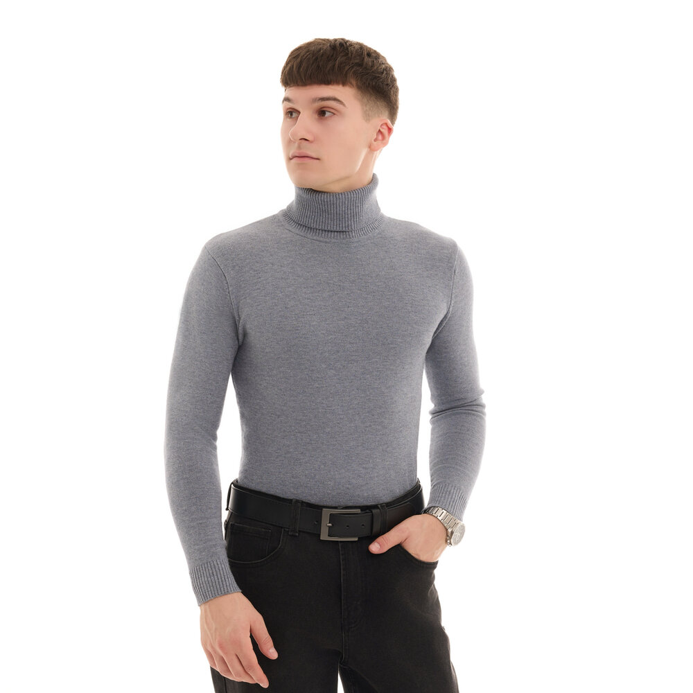 Чоловічий сірий гольф Pobedov Neck. Гольф чоловічий осінь зима, фото 4