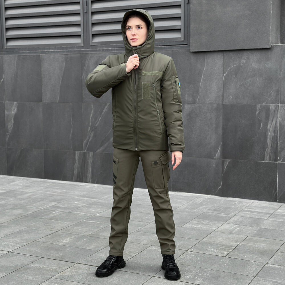 Тактична зимова жіноча куртка хакі Pobedov Motive, фото 3