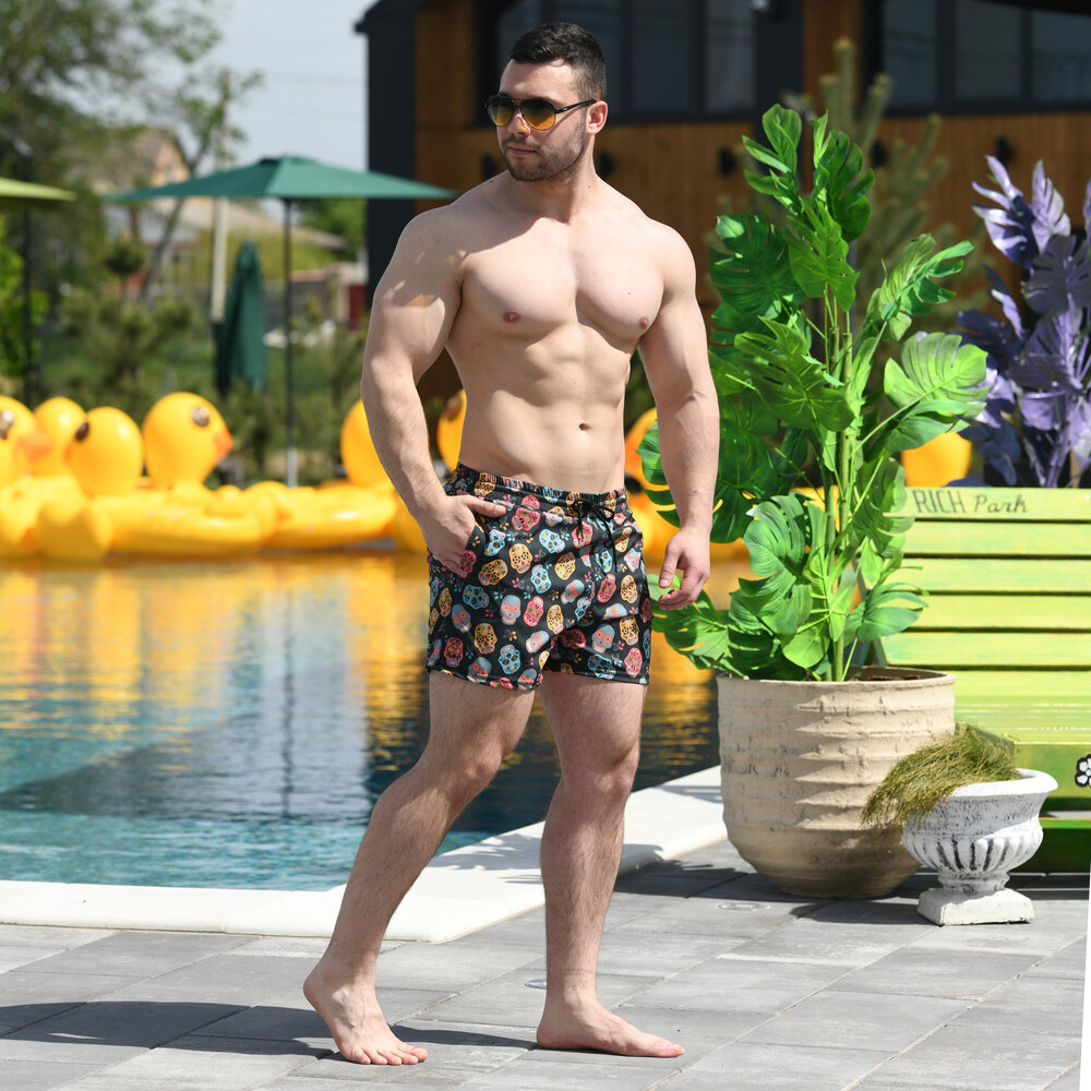 Плавальні шорти чоловічі Pobedov Pool day Kolorovi cherepy, фото 2