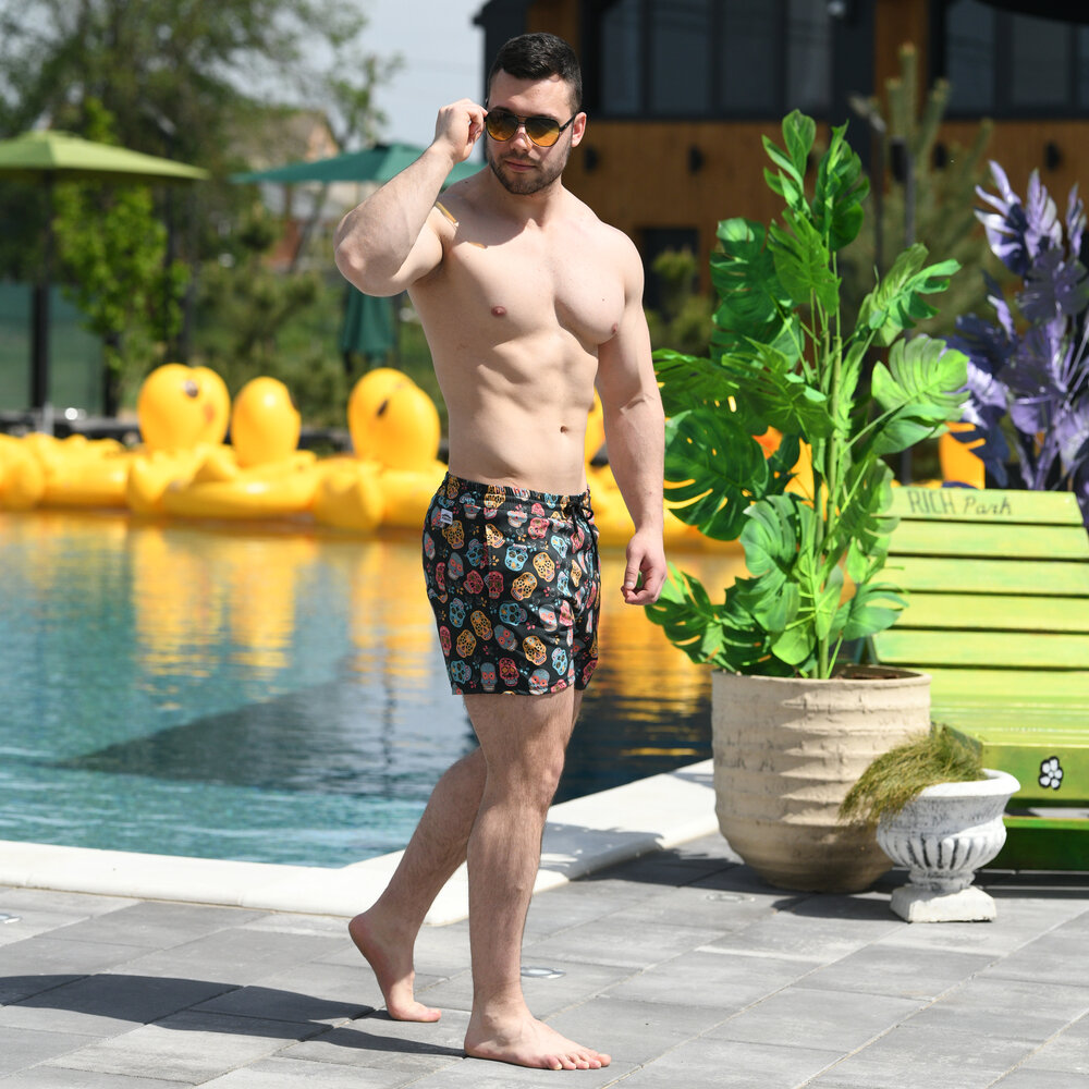 Плавальні шорти чоловічі Pobedov Pool day Kolorovi cherepy, фото 4