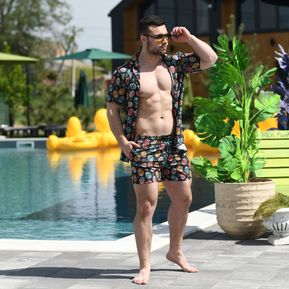 Плавальні шорти чоловічі Pobedov Pool day Kolorovi cherepy, фото 3