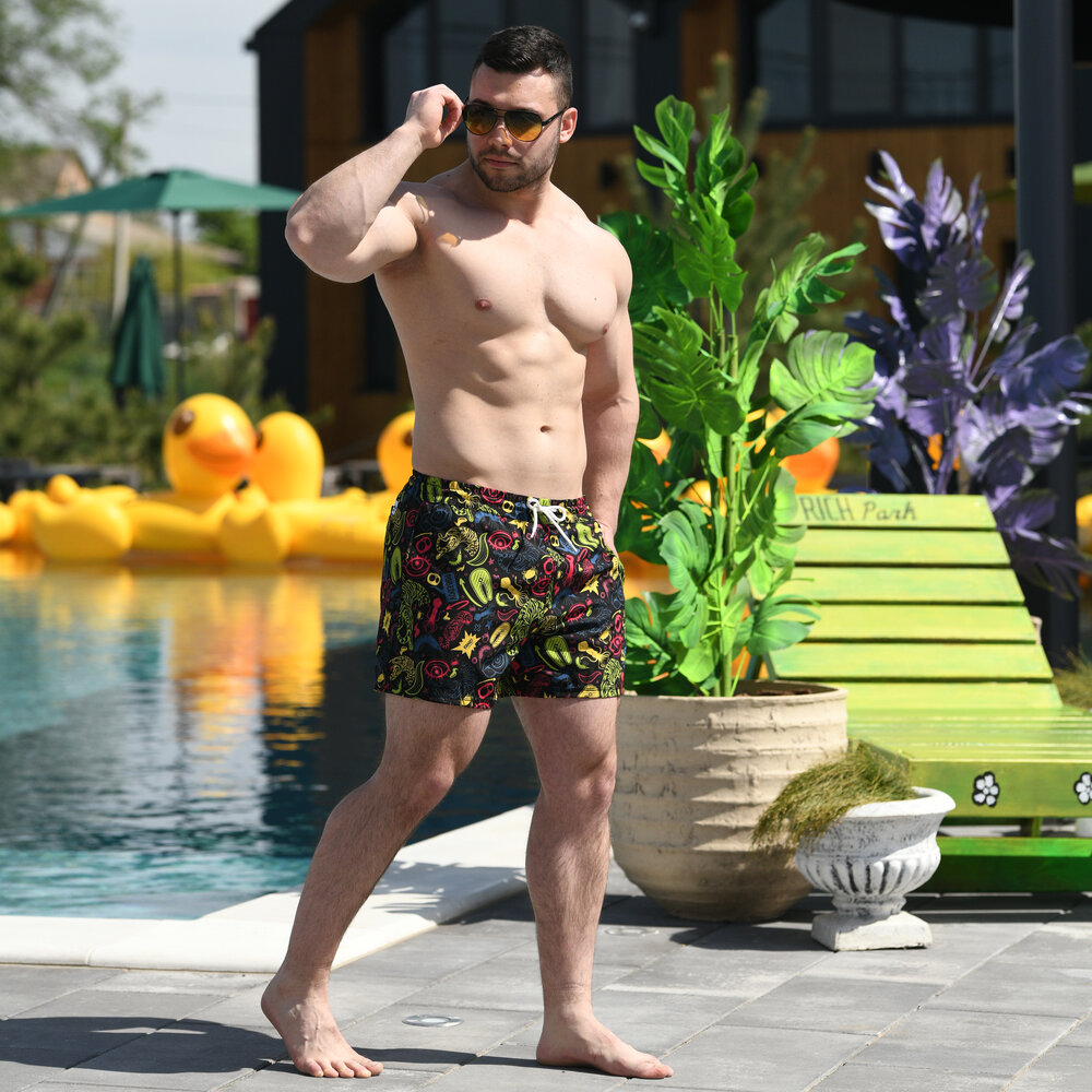 Плавальні шорти чоловічі Pobedov Pool day Tigr i oko, фото 3