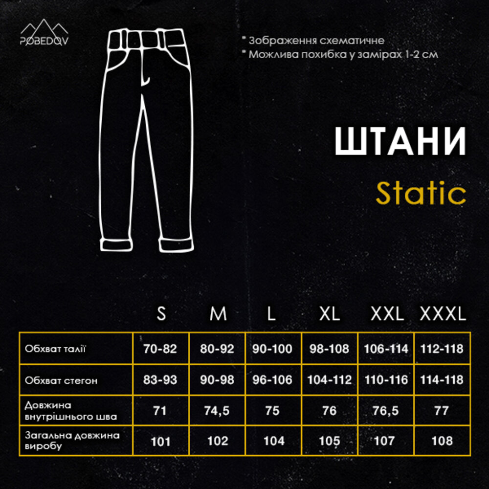 Штани карго чоловічі весняні з кишенями чорні Pobedov Static